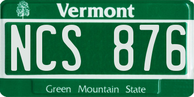 VT license plate NCS876