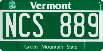 VT license plate NCS889