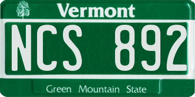 VT license plate NCS892