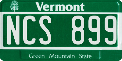 VT license plate NCS899