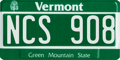 VT license plate NCS908