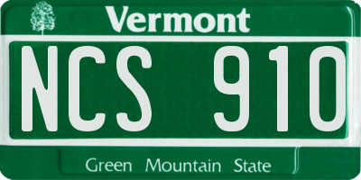 VT license plate NCS910