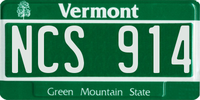 VT license plate NCS914