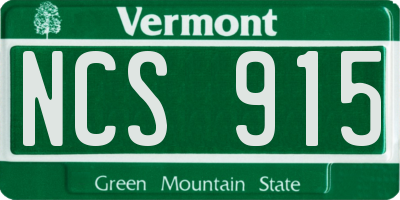 VT license plate NCS915
