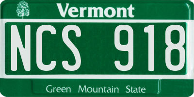VT license plate NCS918