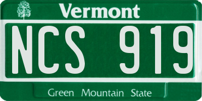 VT license plate NCS919