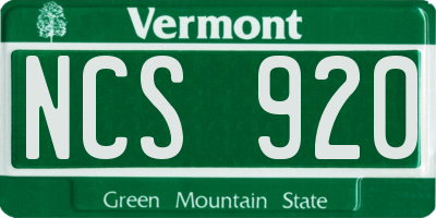 VT license plate NCS920