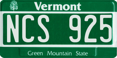 VT license plate NCS925