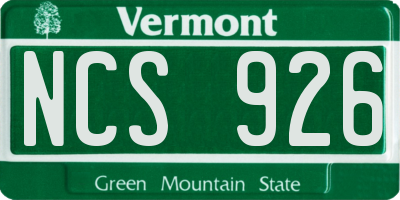VT license plate NCS926