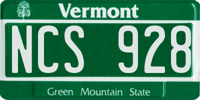 VT license plate NCS928