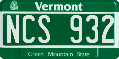 VT license plate NCS932