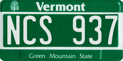VT license plate NCS937