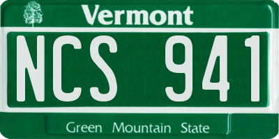 VT license plate NCS941