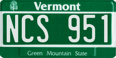 VT license plate NCS951