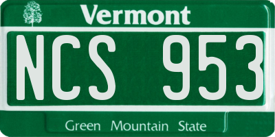 VT license plate NCS953