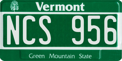 VT license plate NCS956