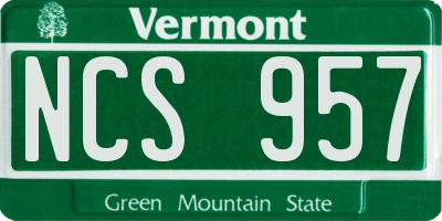 VT license plate NCS957