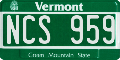 VT license plate NCS959