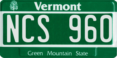 VT license plate NCS960