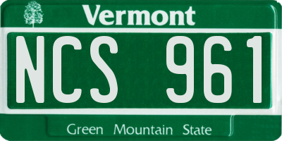 VT license plate NCS961