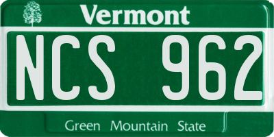 VT license plate NCS962