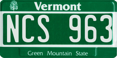 VT license plate NCS963
