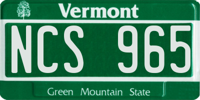 VT license plate NCS965
