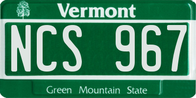 VT license plate NCS967
