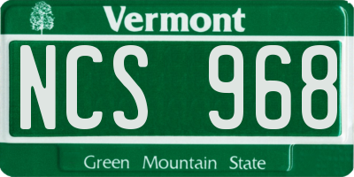 VT license plate NCS968