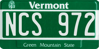 VT license plate NCS972