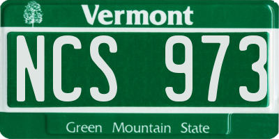 VT license plate NCS973