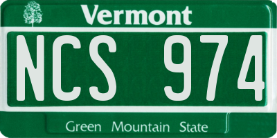 VT license plate NCS974