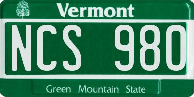 VT license plate NCS980