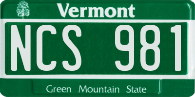 VT license plate NCS981