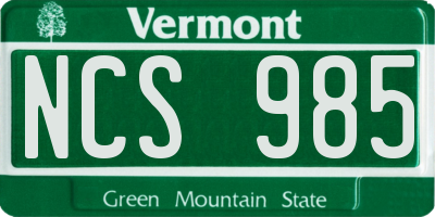 VT license plate NCS985