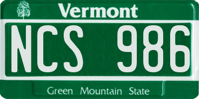 VT license plate NCS986