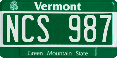 VT license plate NCS987