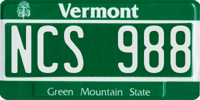 VT license plate NCS988