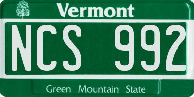 VT license plate NCS992