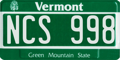 VT license plate NCS998