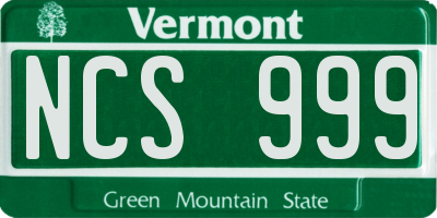 VT license plate NCS999