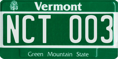 VT license plate NCT003