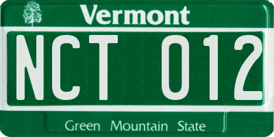 VT license plate NCT012
