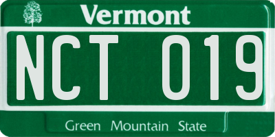 VT license plate NCT019