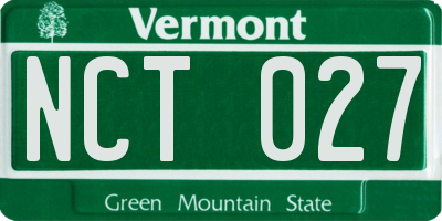VT license plate NCT027