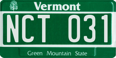 VT license plate NCT031