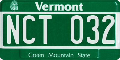 VT license plate NCT032