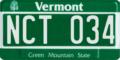 VT license plate NCT034