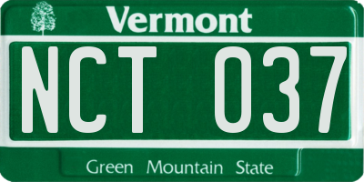 VT license plate NCT037