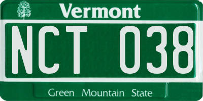 VT license plate NCT038